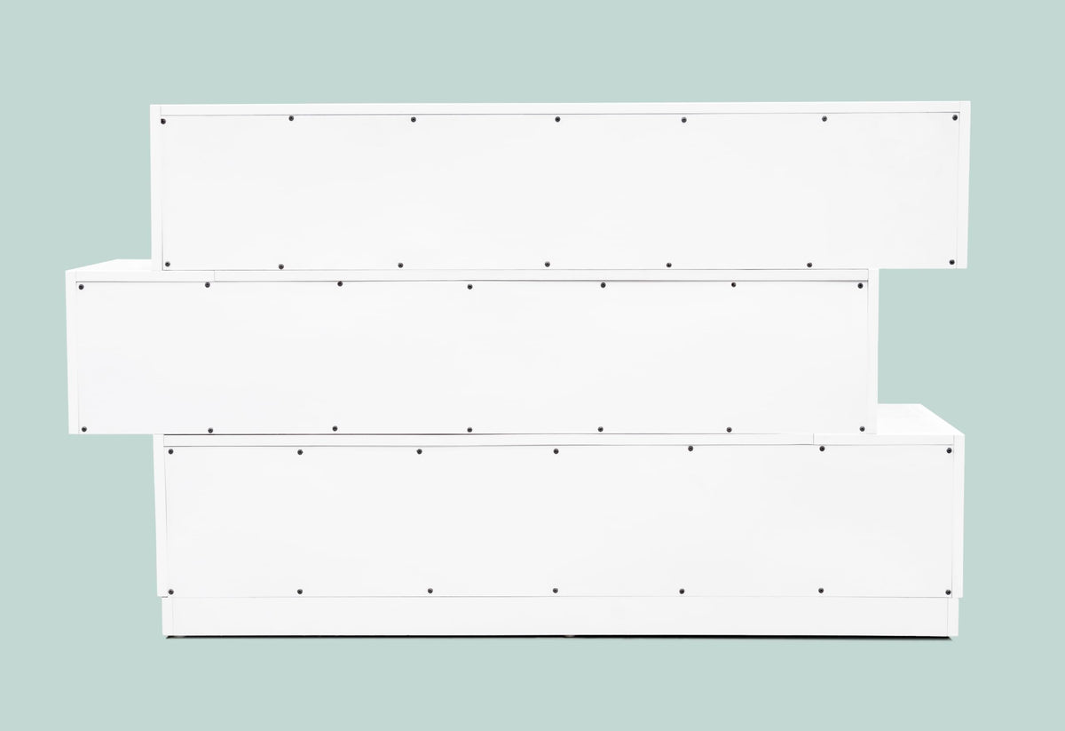 Spain 52" Modern 2-Piece Bedroom Dresser & Mirror Set, Built-In Side Pulls & Silver Base - angle view