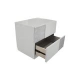 Naple 2-Drawer Poplar Wood Bedroom Nightstand in Gray/Silver Line - detail view