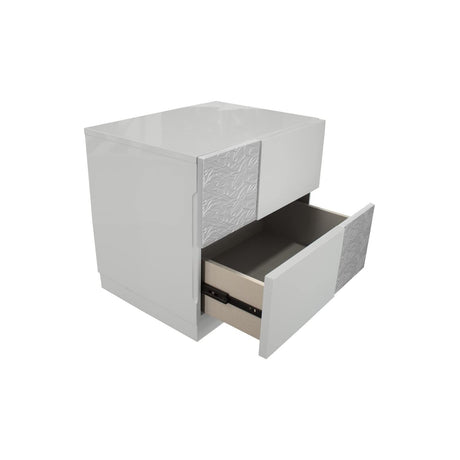 Naple 2-Drawer Poplar Wood Bedroom Nightstand in Gray/Silver Line - detail view