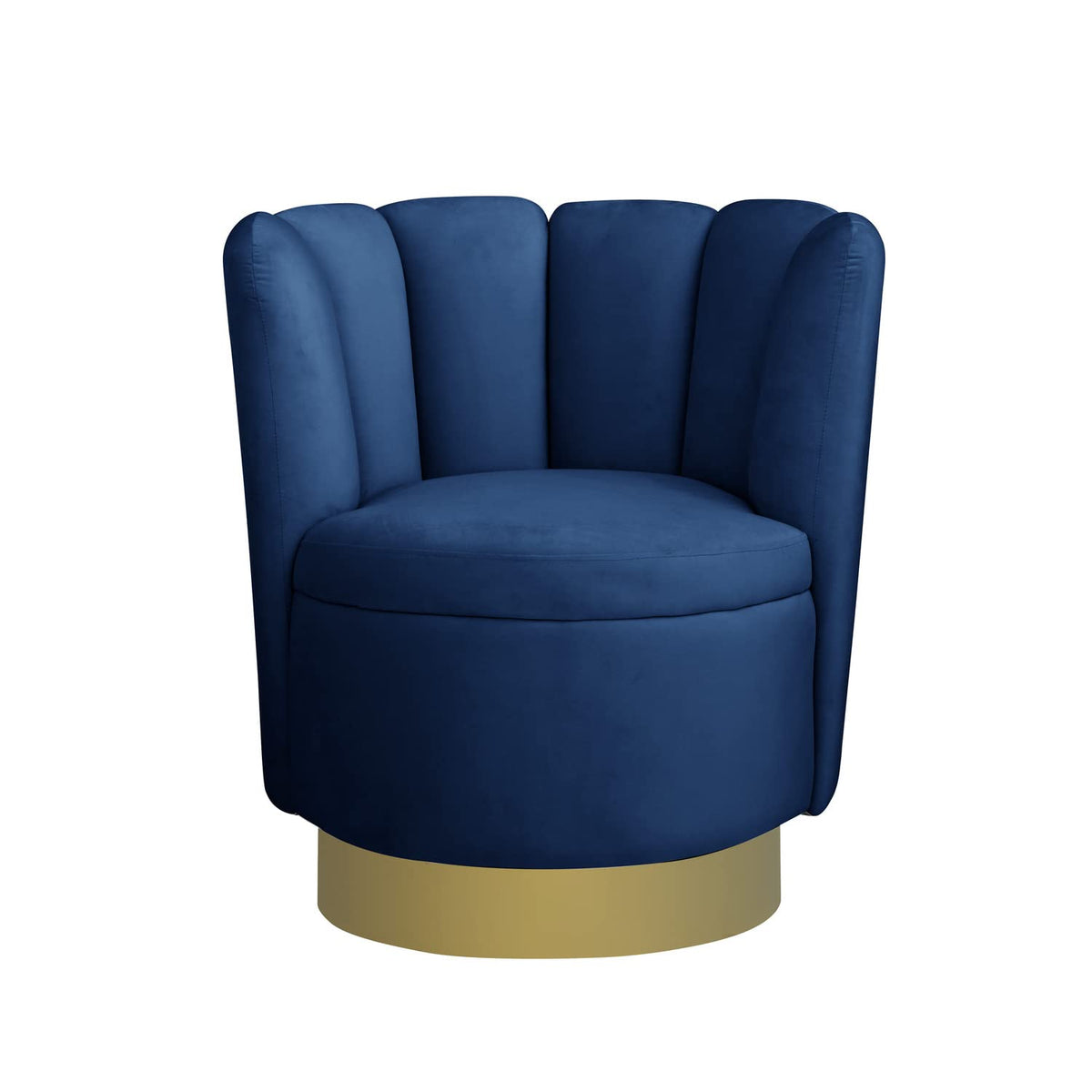 Modern Upholstered Swivel Accent Chair in Navy Blue - detail view