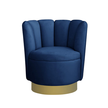 Modern Upholstered Swivel Accent Chair in Navy Blue - detail view