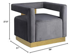 Modern Velvet Accent Chair in Grey - side view