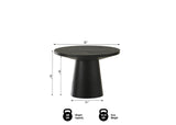 Terra 22" Round Pedestal End Table in Ebony Black - side view