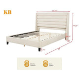 Tlerae Modern Upholstered Bed Frame (Eastern King/Oat) in Oatmeal - side view