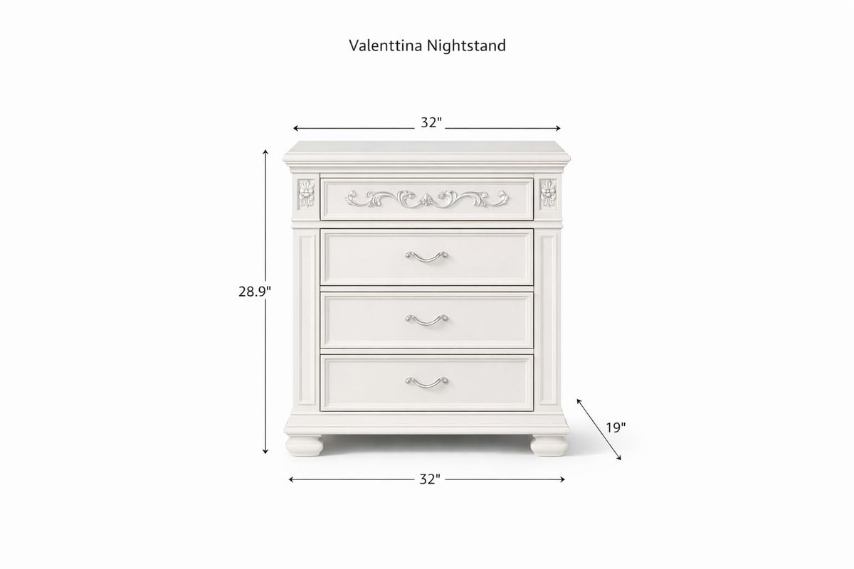 Valentina White Wood Nightstand — product view 4