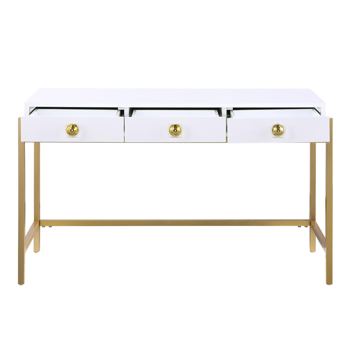 Trish 3 Drawer Computer Desk in Gold - close-up