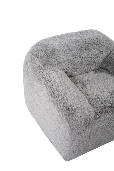 Vander Boneless Barrel Accent Chair in Fog Gray Faux Fur – view 6