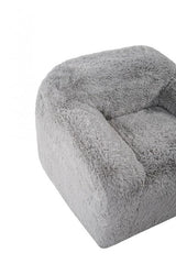 Vander Boneless Barrel Accent Chair in Fog Gray Faux Fur – view 6