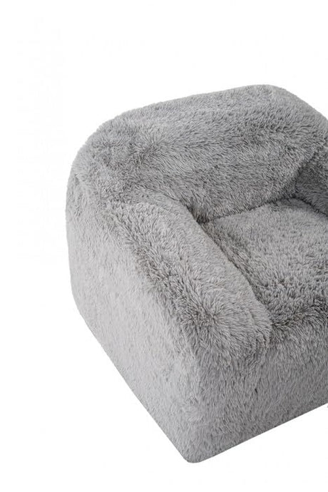 Vander Boneless Barrel Accent Chair in Fog Gray Faux Fur – view 6