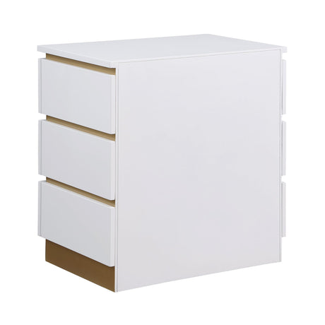 Terry Contemporary Gold Side Table with Clear Acrylic Handles in White - angle view