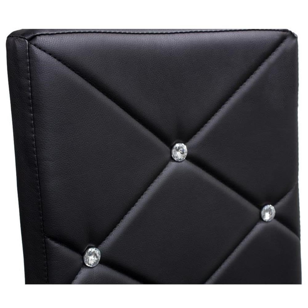 Faux Leather and Chrome Dining Side Chair in Black - side view