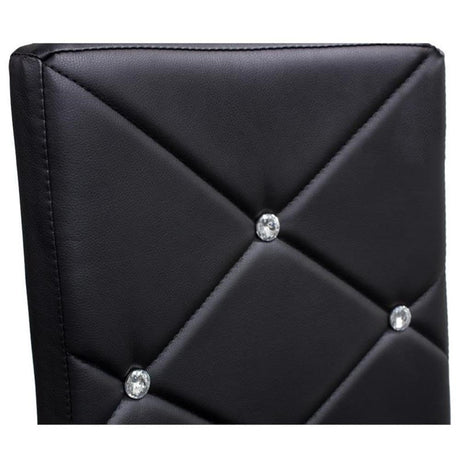 Faux Leather and Chrome Dining Side Chair in Black - side view