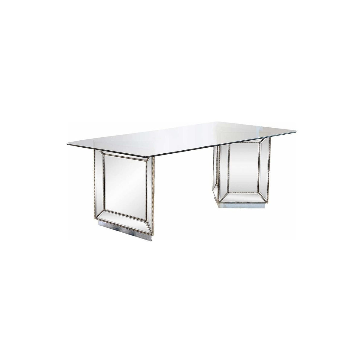 Nicolette 96" Solid Wood Dining Table in Mirrored Silver