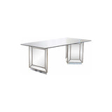 Nicolette 96" Solid Wood Dining Table in Mirrored Silver