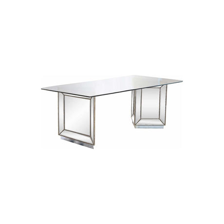 Nicolette 96" Solid Wood Dining Table in Mirrored Silver