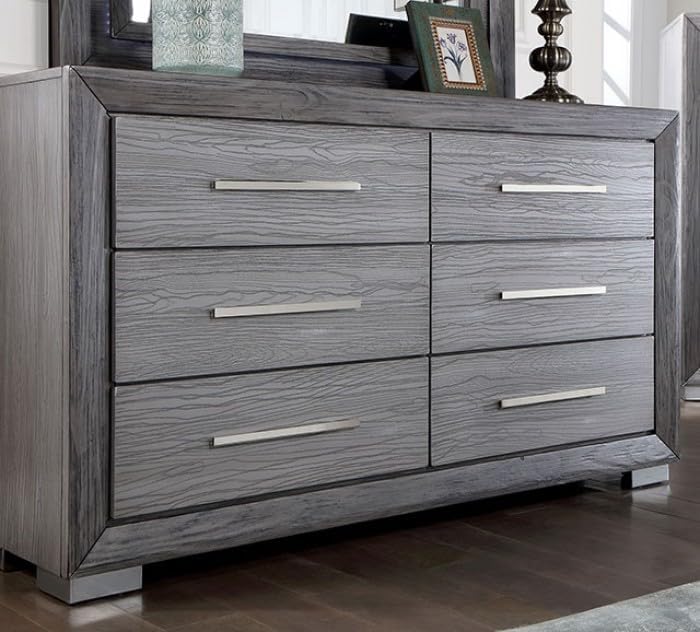 Raiden Queen Bedroom Set with Integrated LED Lighting and USB Charging - Transitional & Brushed Gray Finish