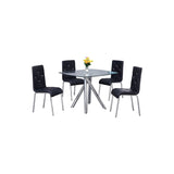 Contemporary 5-Piece Dinette Set with Faux Leather Chair in Black