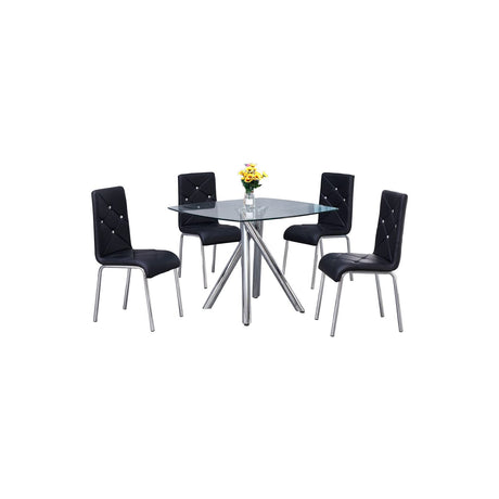 Contemporary 5-Piece Dinette Set with Faux Leather Chair in Black