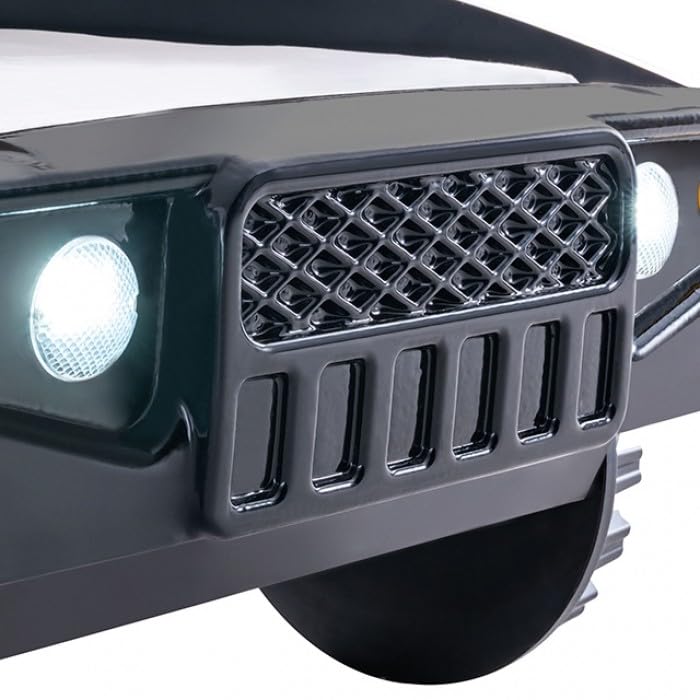 Speed Jump Twin Off-Road Car Bed with LED Headlights - Novelty Kids Bed in High Gloss Black