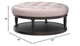 Kenia Round Cocktail Ottoman With Open Storage in Beige - side view