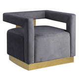 Modern Velvet Accent Chair in Grey