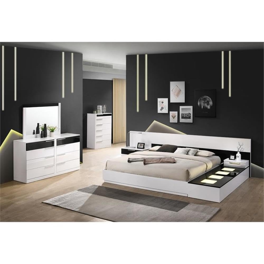 White Lacquer 2-Drawer Writing Desk Silver - angle view