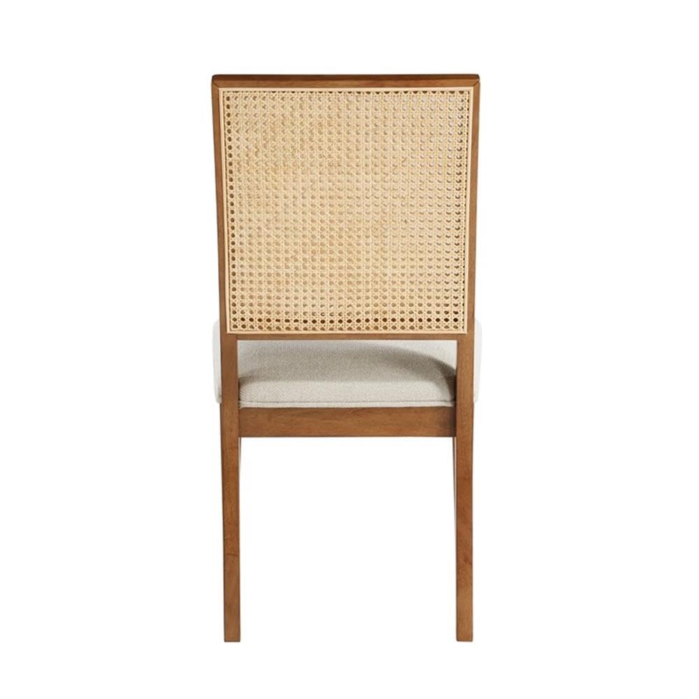 Kassy 5-Piece Cream with Walnut Rattan Dining Set - detail view