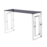 Mallory Stainless Steel and Smoked Glass Console Table in Gold - detail view
