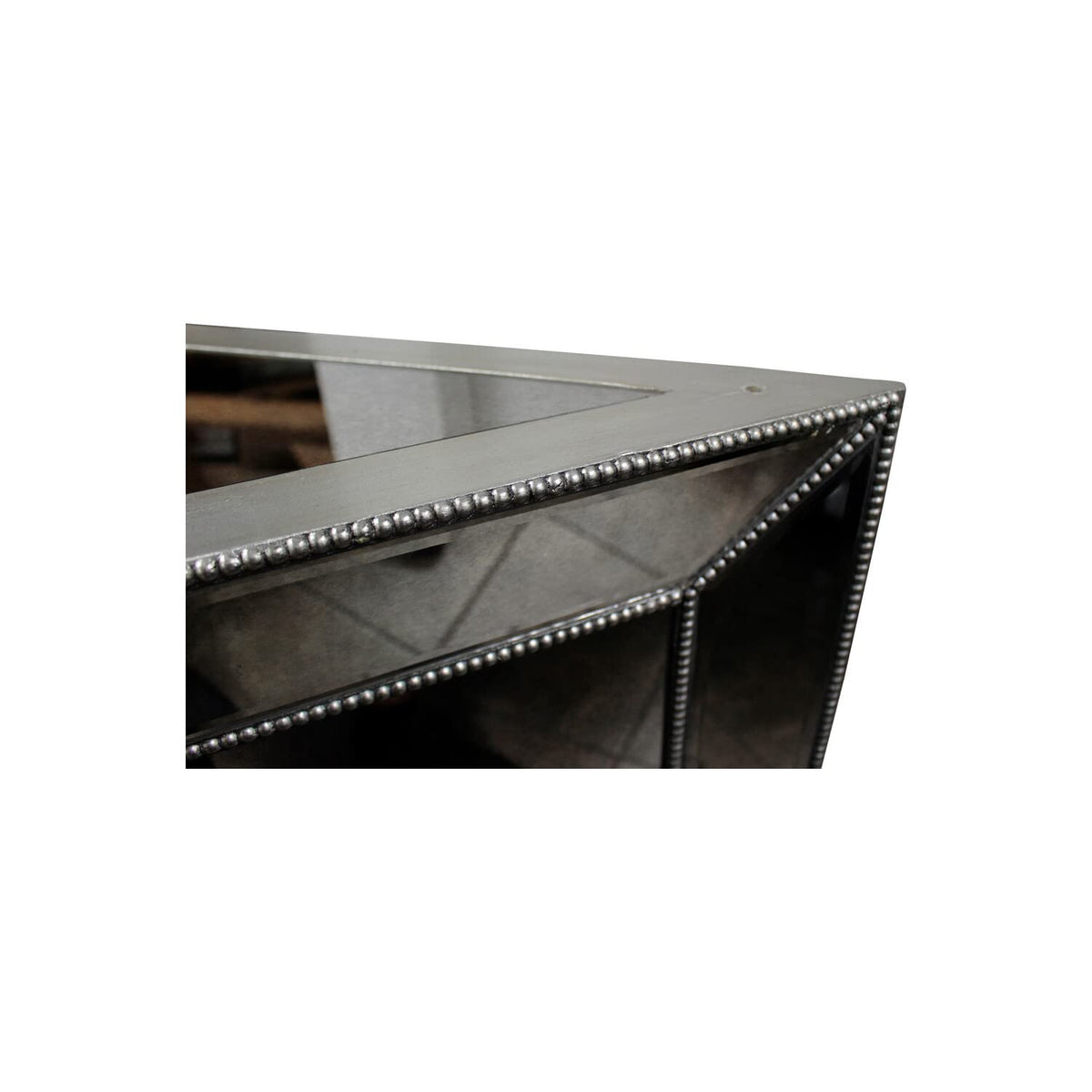 Nicolette 96" Solid Wood Dining Table in Mirrored Silver - detail view
