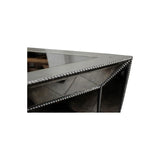Nicolette 96" Solid Wood Dining Table in Mirrored Silver - detail view