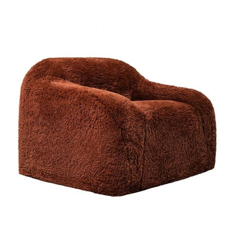 Vander Boneless Barrel Accent Chair in Cedar Brown Faux Fur – view 7