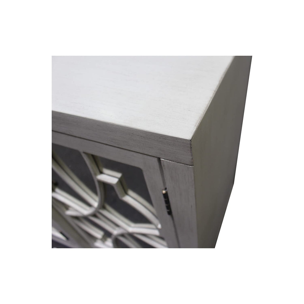 Tiffany Cottage Style Mirrored Sideboard in Antique Beige - angle view