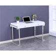 White Lacquer 2-Drawer Writing Desk Silver - front view