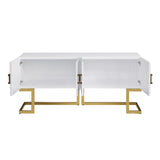 Tommy Contemporary High Gloss Lacquer Sideboard/Buffet with Gold Handles in White - back view