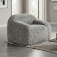 Vander Boneless Barrel Accent Chair in Fog Gray Faux Fur - Contemporary Plush Lounge Chair
