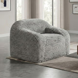 Vander Boneless Barrel Accent Chair in Fog Gray Faux Fur - Contemporary Plush Lounge Chair