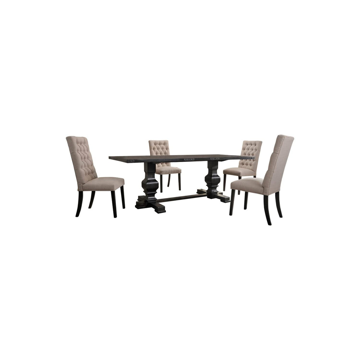 Rectangular 7 Pcs Dining Set in Black