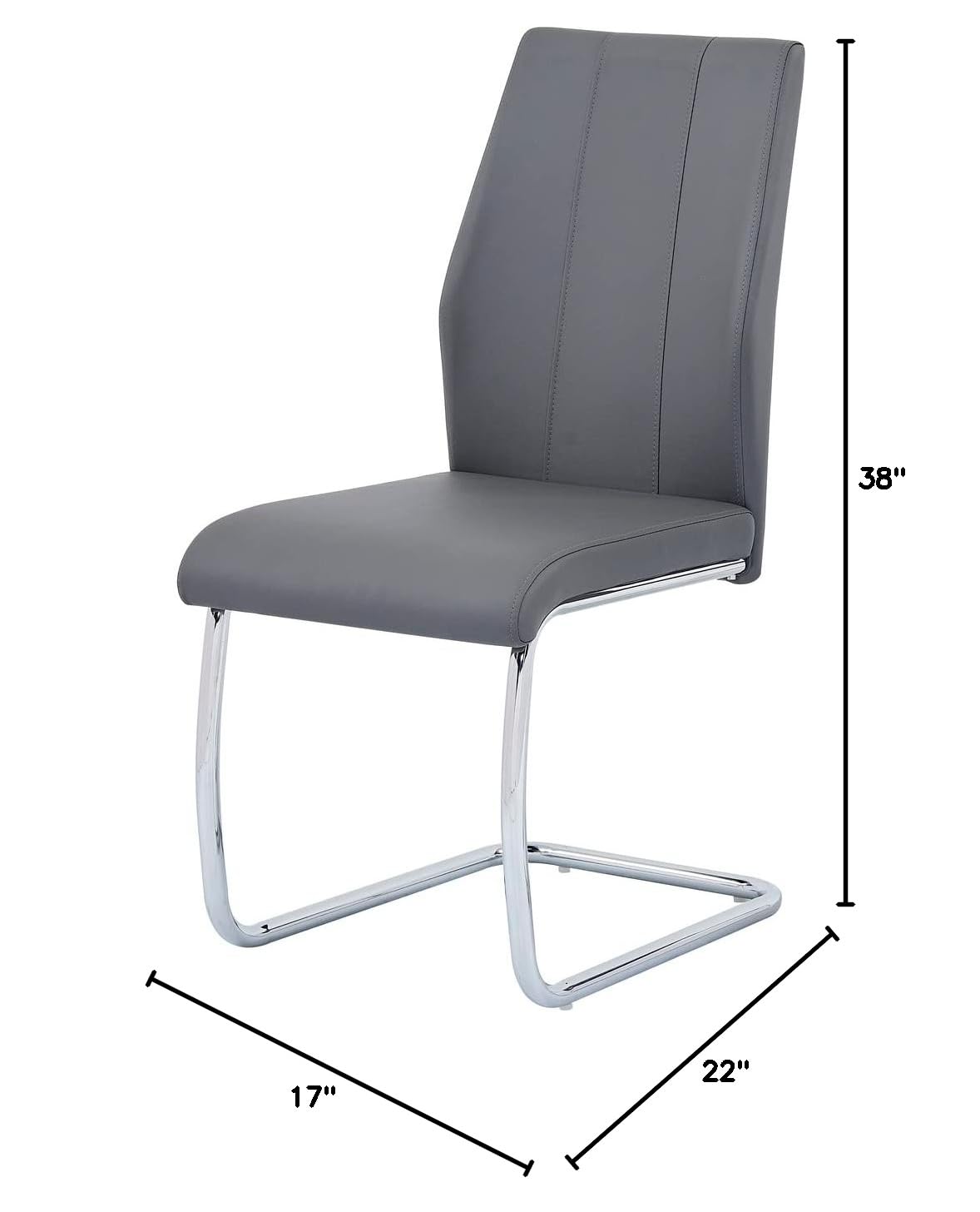 Upholstered Contemporary Faux Leather Side Chairs Grey - side view