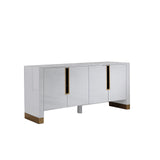 s Theona High Gloss Lacquer Sideboard/Buffet with Gold Trim in White