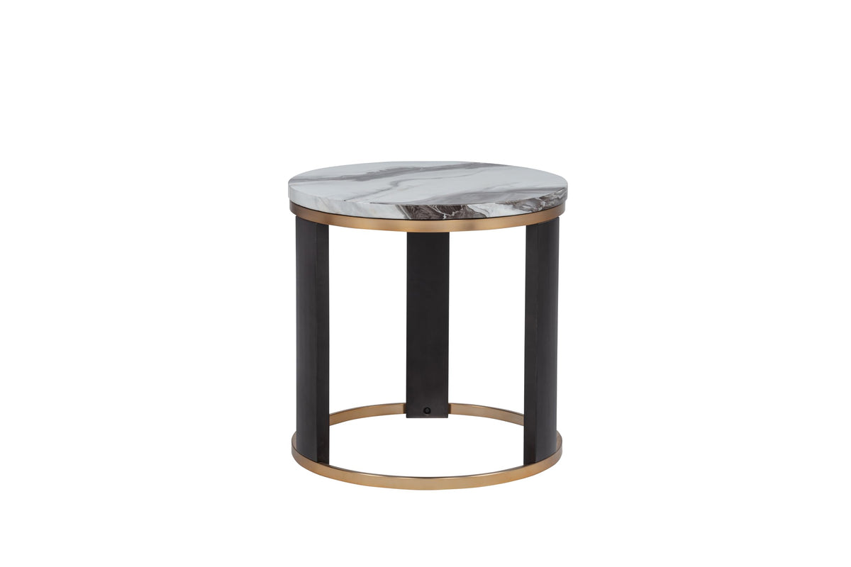 Tvano 24" Round End Table in Icelandic Ivory
