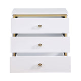 Terry Contemporary Gold Side Table with Clear Acrylic Handles in White - back view