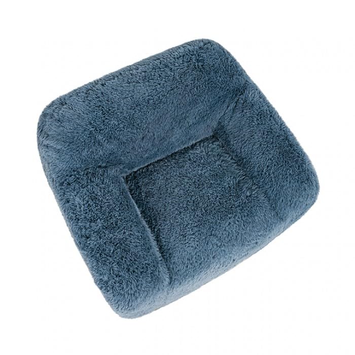 Vander Boneless Barrel Accent Chair in Ocean Blue Faux Fur – view 5