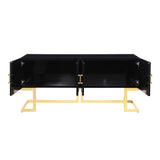 Tommy Contemporary High Gloss Lacquer Sideboard/Buffet with Gold Handles in Black - back view