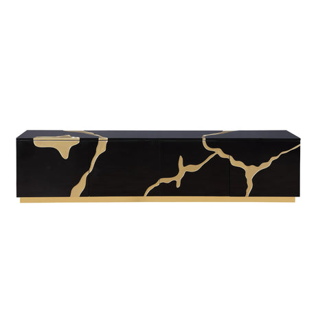 Taylor 87" High Gloss Lacquer TV Stand - side view
