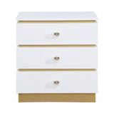 Terry Contemporary Gold Side Table with Clear Acrylic Handles in White - detail view