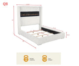 Uphoria Rabbit Velvet Modern Upholstered Queen Bed - side view - Cream