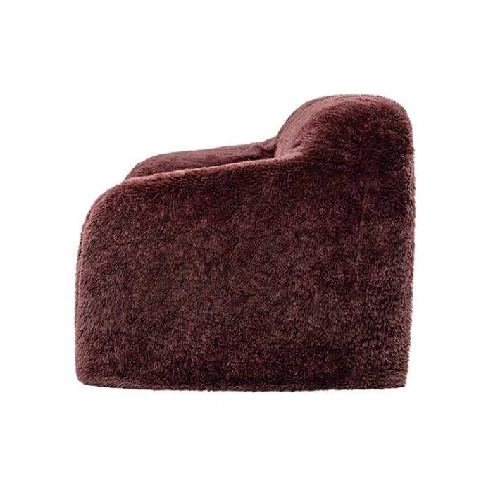 Vander Boneless Barrel Accent Chair in Red Wine Faux Fur – view 5