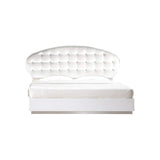 France Faux Leather Eastern King Platform Bed in White High Gloss