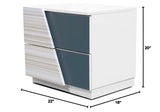 Manchester 2-Drawer Poplar Wood Bedroom Nightstand in Zebra/White - side view