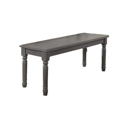 Paige Transitional Wood Frame 6 Pcs Dining Set with Bench in Rustic Grey - angle view